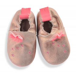 Chaussons cuir rose - Les Tartempois
