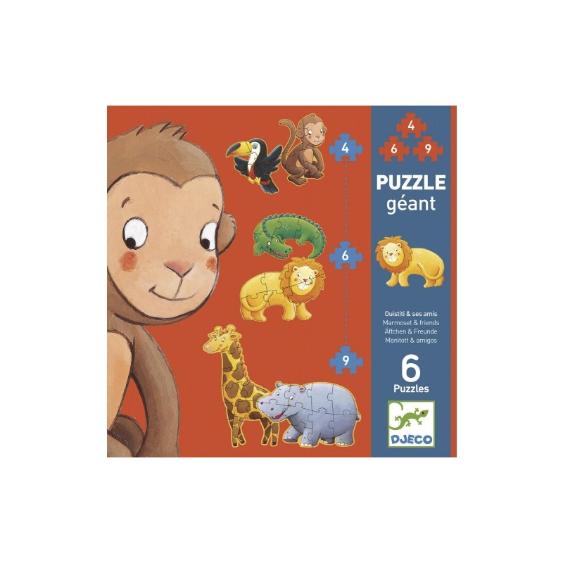 Puzzle géant - Ouistiti et ses amis 4-6-9 pièces