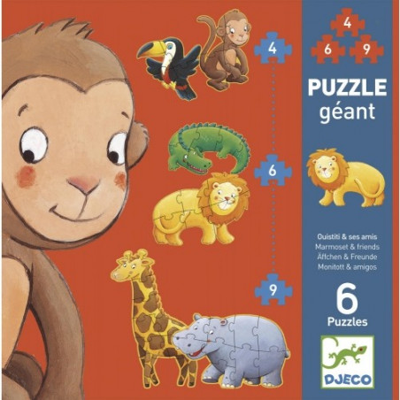 Puzzle géant - Ouistiti et ses amis 4-6-9 pièces