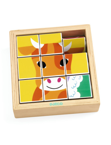 9 cubes puzzle bois -...