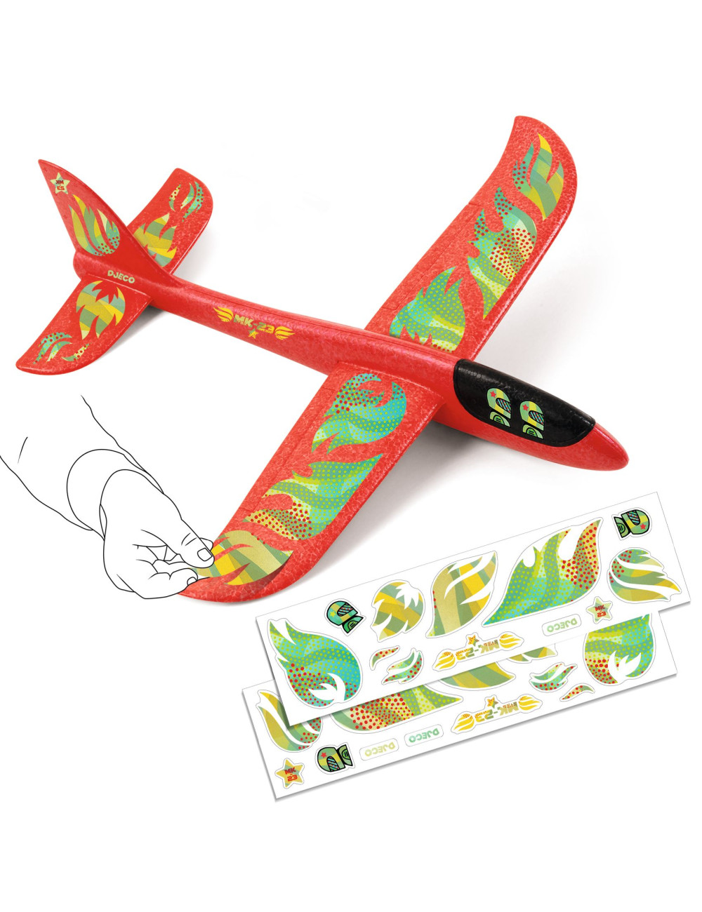 Planeur en mousse Fire Plane par Djeco - Jeu de plein air - Tropfastoche.com