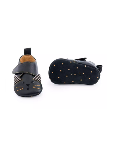 Chaussons cuir Chat Noir -...